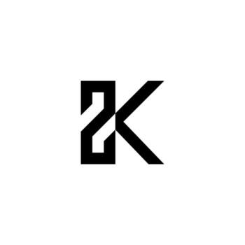 A bold, futuristic K2 or 2K monogram using sharp, segmented lines. It is professional, symbolizing the highest quality, two-factor security, and kinetic energy. vector