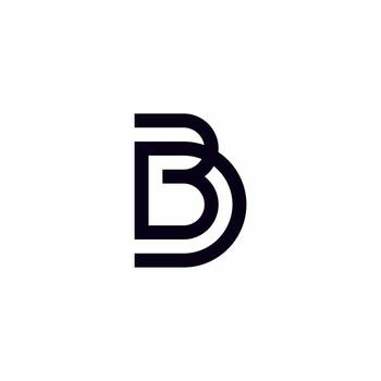 This futuristic DB or BD logo features continuous arcs. It is highly professional, symbolizing disciplined energy, continuous development, and digital business strategy. vector
