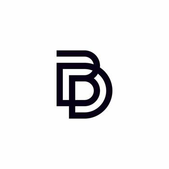A modern, professional DB or BD monogram with flowing, parallel lines. It symbolizes forward momentum, digital connectivity, and futuristic design elegance. vector