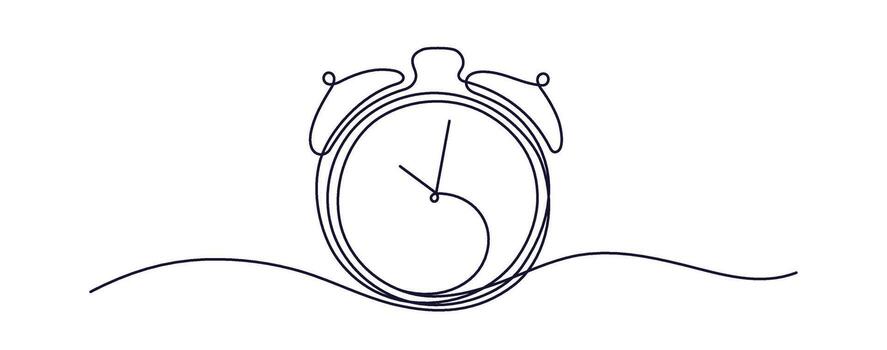 Alarm clock. Time keeper concept. One line sketch vector