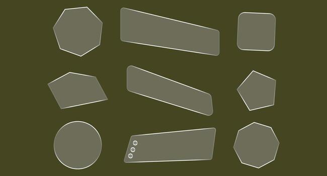 Assortment of Clear Geometric Shapes Arranged on Solid Background vector