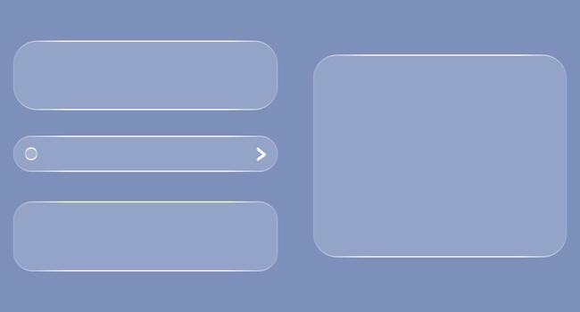 Minimalist UI design elements in blue glass morphism style template vector