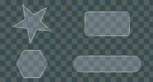 Glass shape star hexagon rectangle and rounded rectangle design vector