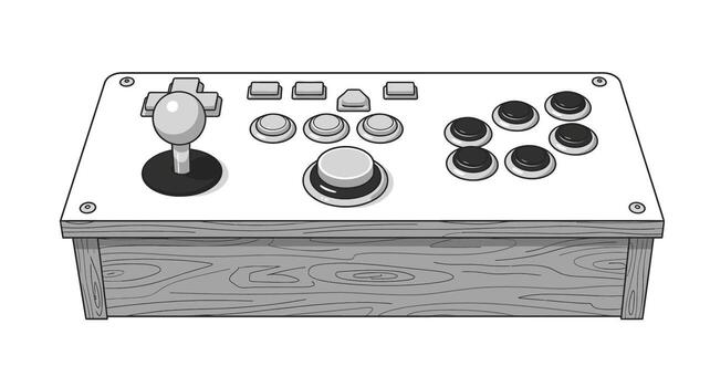Arcade Fight Stick Illustration with Joystick and Buttons for Retro Gaming vector