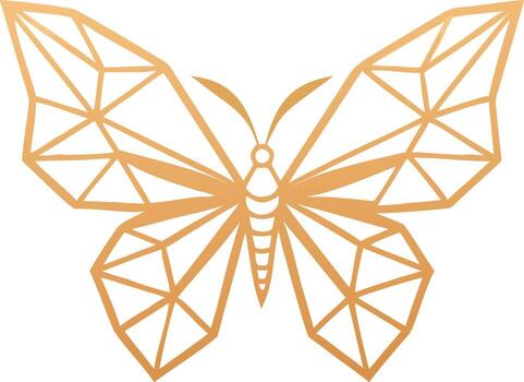 Geometric butterfly illustration in golden hues creative design with lines and triangular shapes nature inspired decorative element elegance and simplicity vector