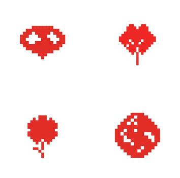 Pixel Art Red Icons Abstract Shapes Blobs vector