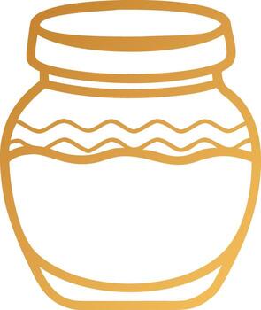 Golden outline jar illustration isolated on white background with wavy line design and simple elegant style vector