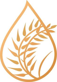 Golden Wheat Stalk Inside Teardrop Shape Symbolizing Agriculture and Natural Resources with Minimalist Design and Soft Gradient vector