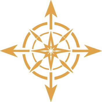 elegante dorado Brújula Rosa diseño con ocho puntos para navegación Guia y exploración conceptos y dirección hallazgo vector