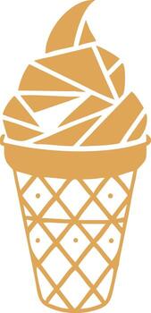 Delicious Ice Cream Cone with a Geometric Design in a Playful Illustration Style Graphic Element vector