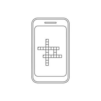 Modern smartphone screen displaying a classic crossword puzzle game, representing digital entertainment and intellectual challenges on mobile devices vector
