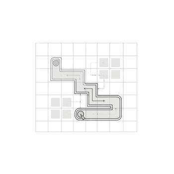 complejo camino con flechas en cuadrícula un desafiante ruta con obstáculos y direccional señales vector