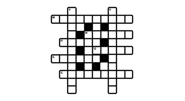 graphic of a crossword puzzle grid isolated on a white background. Concept for intellectual hobbies, brain teasers, and word games vector