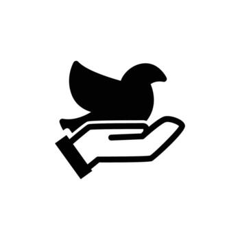 bird on hand symbol of rehabilitatation solid icon design good for web or mobile app vector