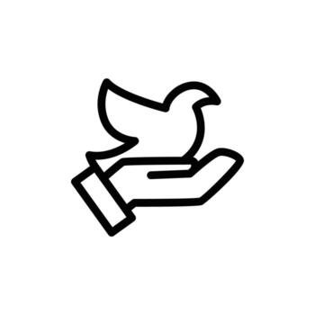 bird on hand symbol of rehabilitatation outline icon design good for web or mobile app vector