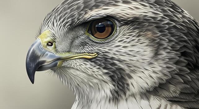 Detailed Hawk Drawing with Emphasis on Feathers and Eyes photo