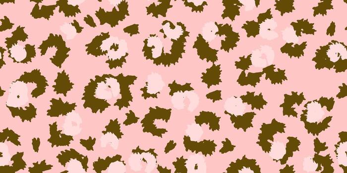 Seamless abstract leopard print pattern with soft pink background and playful dark green and light spots. Trendy design perfect for fashion, textile, packaging, and modern branding projects vector