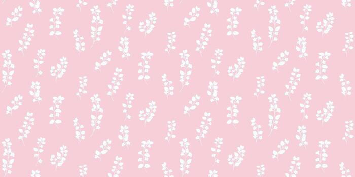 sin costura modelo con delicado blanco botánico tallos en un suave rosado antecedentes. mínimo y elegante diseño para textiles, fondos de pantalla, papelería, vector