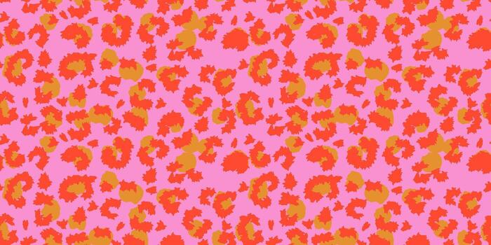 Seamless pattern inspired by leopard print with a modern twist. Features bold red spots on a vibrant pink background with yellow accents. Perfect for fashion, textiles, design vector