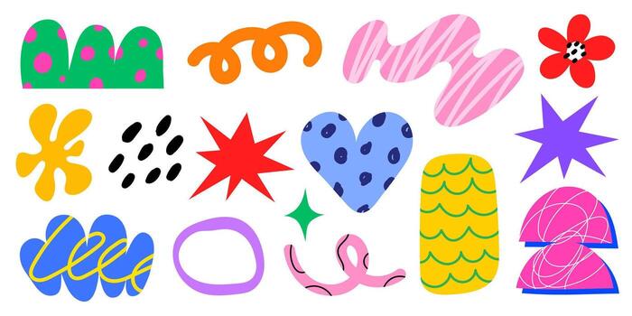 Set of abstract groovy organic shapes vector