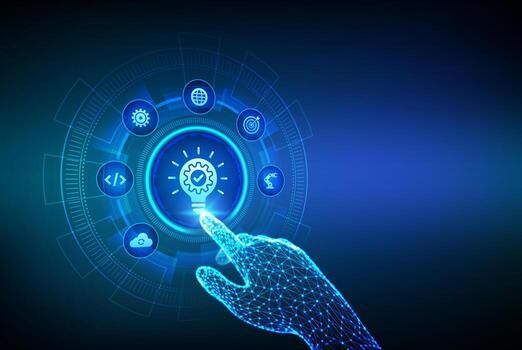 Digital hand touching futuristic interface vector