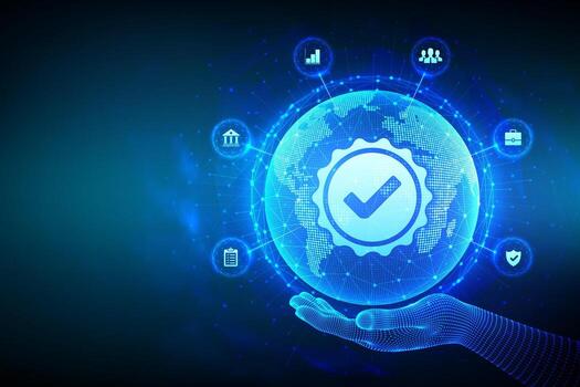 Digital certification and global verification concept vector