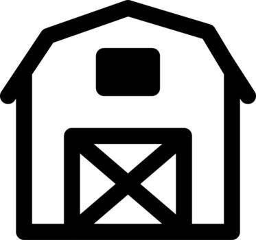 barn solid line icon vector