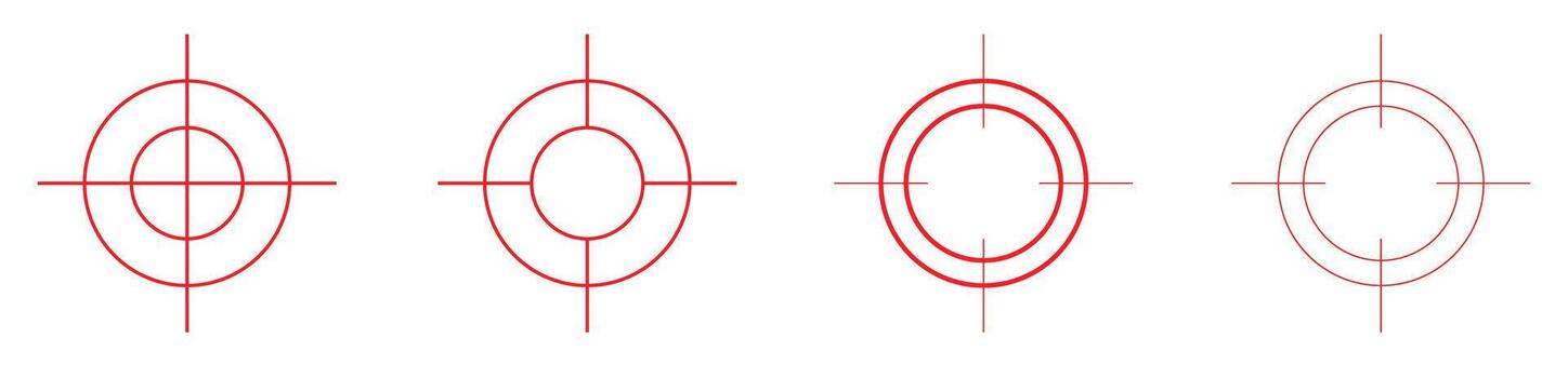 Red crosshair outline set in simple design style vector