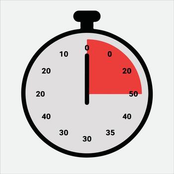 Minimalist stopwatch icon with red countdown segment vector