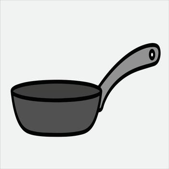 Simple illustration of a black frying pan with handle vector