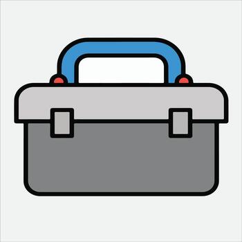 Flat design illustration of a toolbox with blue handle vector