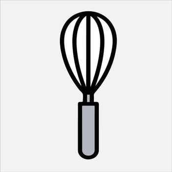 Simple black and white whisk icon with gray handle vector