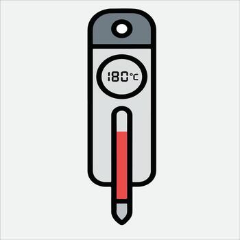 Digital thermometer icon with temperature display in flat design vector