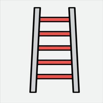Minimalist illustration of a ladder with red steps on white background vector