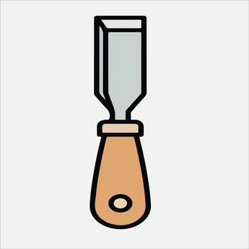 illustration of a woodworking chisel with wooden handle vector
