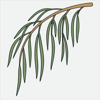Illustration of a green leafy branch on a light background vector