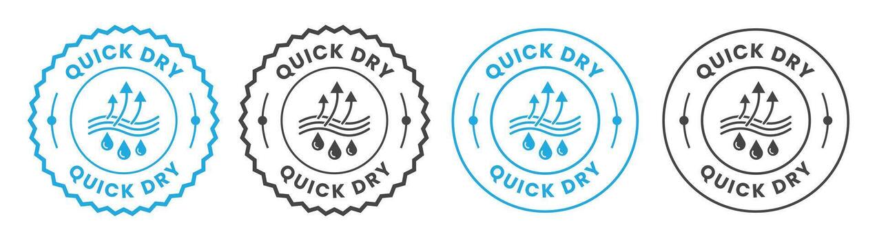 Quick dry fabric feature label set vector