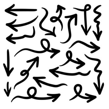 Hand drawn Arrows icons Set. arrow icon with various direction for design element. vector