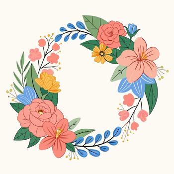 gouache estilo floral guirnalda escalable diseño elemento vector