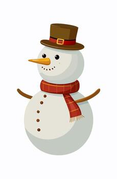 monigote de nieve gráfico con festivo sombrero y bufanda escalable diseño vector