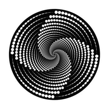 Geometric Spiral Design with Hexagonal Dots - Abstract Op Art Swirl Background vector