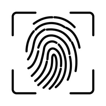 Fingerprint Biometric Scan Icon. Digital Security and Identity Authentication Symbol. vector