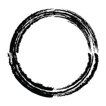 Dynamic Dry Brush Enso Circle Frame - Abstract Rough Textured Black Ink Element vector