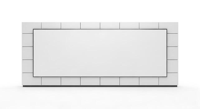 Modern White Rectangular Display Panel Framed by a Grid on a Clean Background photo