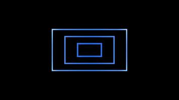 Radio onde diffusione, digitale blu e bianca rettangolo animazione, geometrico colorato sfondo video