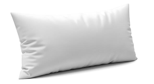 Blank white pillow template isolated on a clean studio background, realistic 3D render for product display or design mockup photo