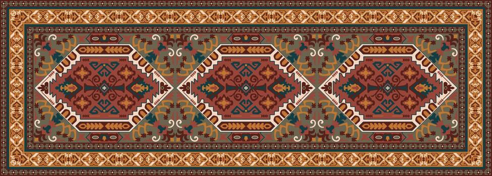 Vertical carpet, geometric pattern, standard Persian pattern carpet vector