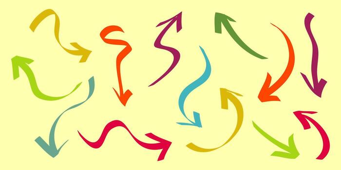 hand drawn Arrows icons Set. arrow icon with various directions. Doodle design element vector