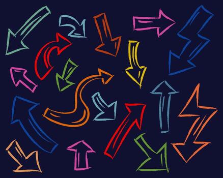 Hand drawn Arrows icons Set. arrow icon with various directions. Doodle arrow design element vector