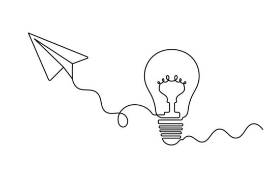 Concept of Bright Idea and Innovation Single Line Art vector
